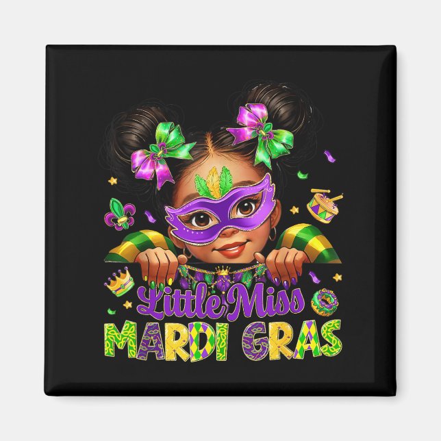 Aimant Little Miss Mardi Gras Carnival New Orleans Fleur  (Devant)