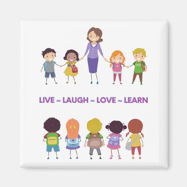 Aimant Live ~ Laugh ~ Amour ~ Apprendre Enseignant de l'é (Devant)