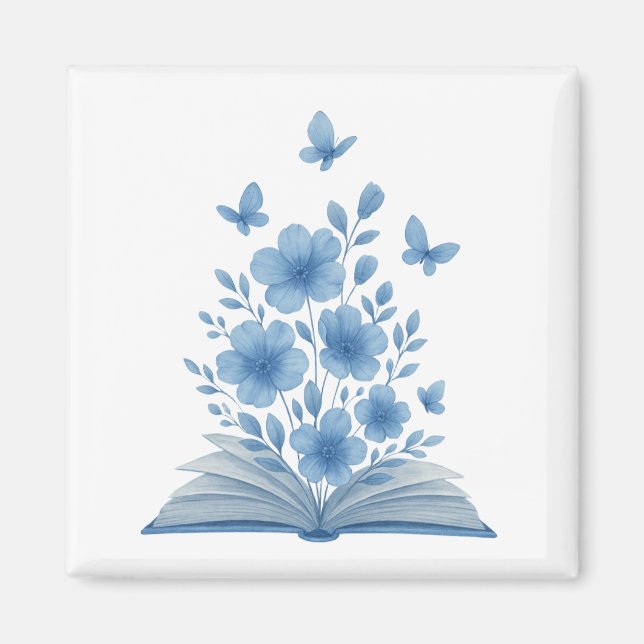 Aimant Livre enchanté - Papillons & Fleurs Design (Devant)