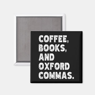 Aimant Livres À Café Et Oxford Commas Cool Enseignant Drô