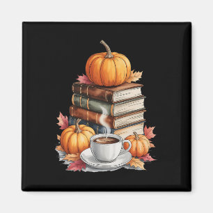 Aimant Livres Café Automne Feuilles Et Citrouilles Biblio