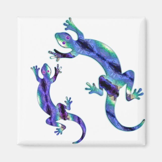 AIMANT LIZARD 1 DUO MOSAÏQUE BLEUE ET VERTE (Devant)