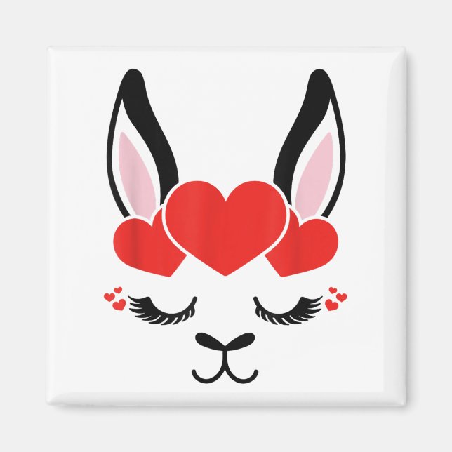 Aimant Llama Eyelashes Alpaca Face St. Valentine's Day Co (Devant)
