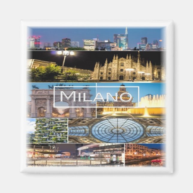 Aimant LMD003 MILAN, Mosaïque, Lombardie, Italie, Frigo (Devant)