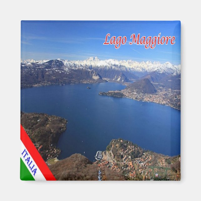 Aimant LMD077 LAKE MAGGIORE Vue aérienne, Italie, Frigo (Devant)