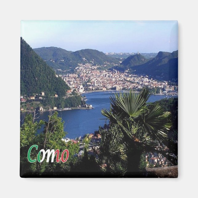 Aimant LMD089 COMO, vue aérienne, Italie, réfrigérateur (Devant)