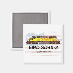 Aimant Locomotive diesel EMD SD40-2. drapeau américain