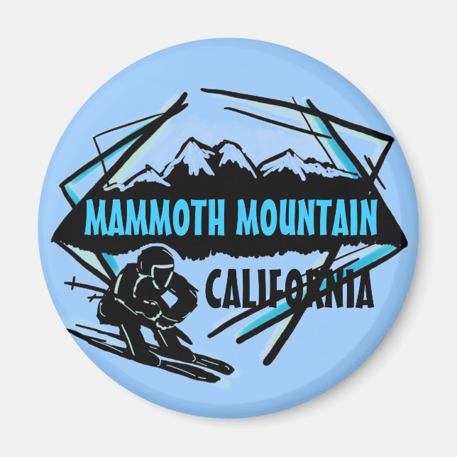 Aimant logo de ski bleu de Mammoth Mountain California (Devant)