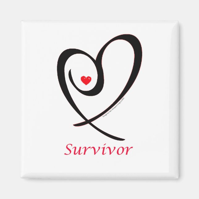 Aimant Logo de Survivant du cancer du sein par 3x artiste (Devant)