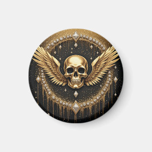 Aimant 💎 Logo des ailes de crâne gothiques pour cadeaux