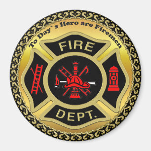 Aimant Logo du service d'incendie Badge noir et or