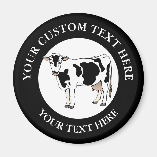Aimant Logo Icône Vache Laitière Personnalisé (Devant)