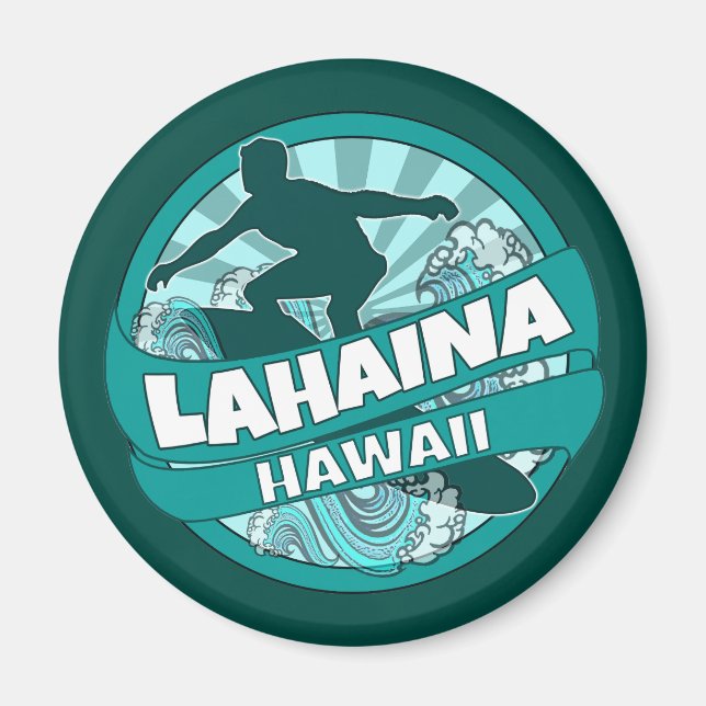 Aimant Logo magnétique du surfer turquoise de Lahaina Haw (Devant)