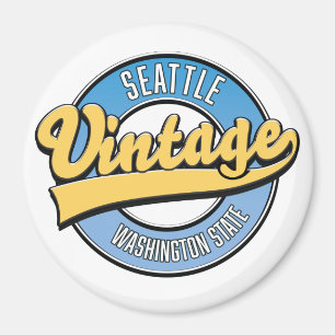 Aimant Logo rétro de Seattle, État de Washington.