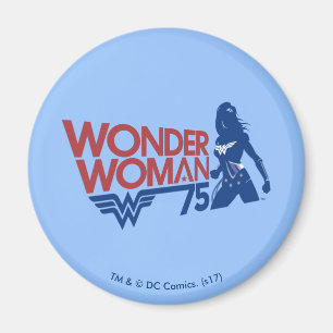 Aimant Logo Rouge et Bleu de Wonder Woman, 75e anniversai