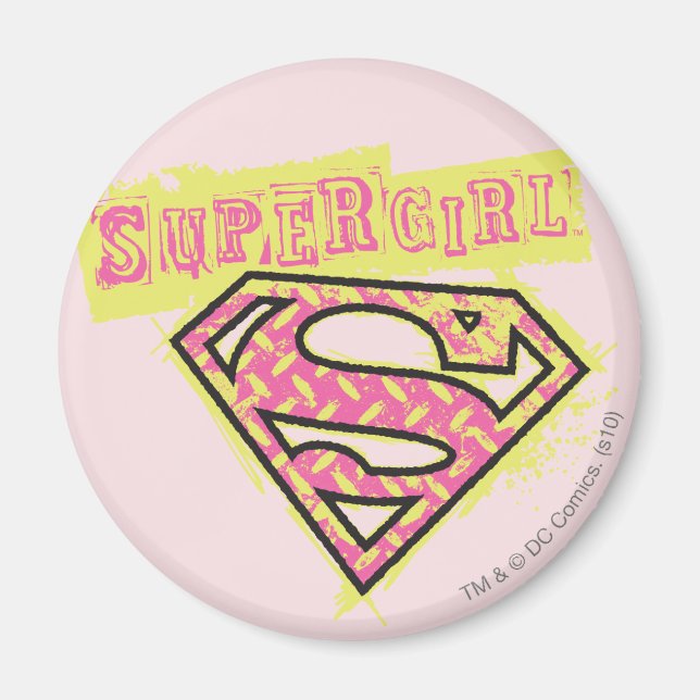 Aimant Logo Supergirl Grunge Rose (Devant)