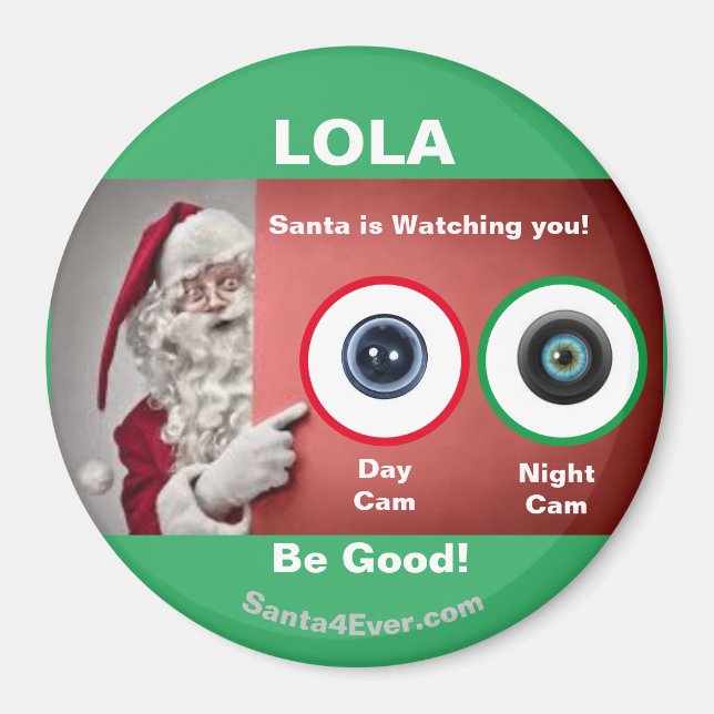 Aimant LOLA Père Noël vous regarde !Jour et nuit (Devant)