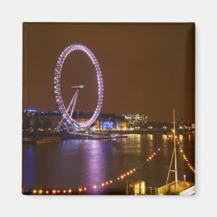 Aimant London Eye, River Thames et les lumières de