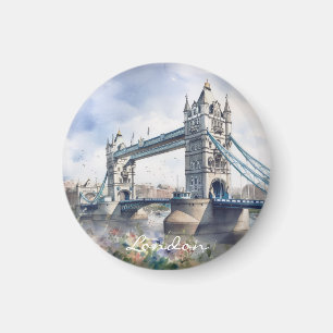 Aimant London Tower Bridge Travel Watercolor