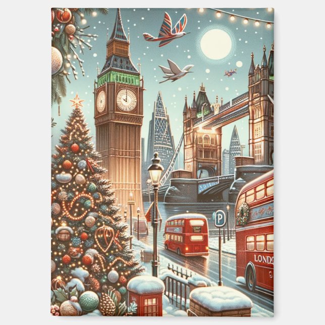 Aimant London's Festive Splendor - Vibrant Christmas Car (Recto)