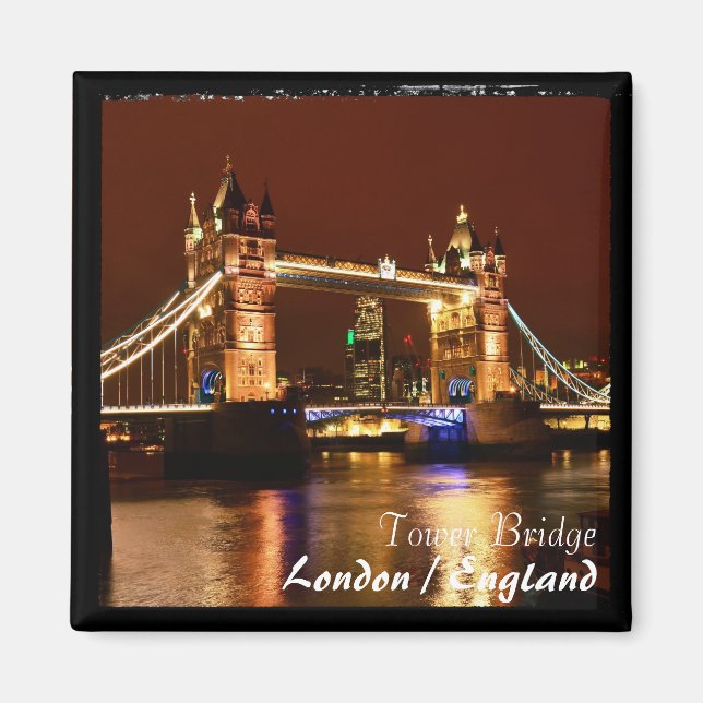 Aimant Londres - Célèbre, Tower Bridge at Night (Magnet) (Devant)