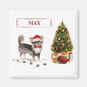 Aimant Long Haired Chihuahua Funny Christmas Dog Tree