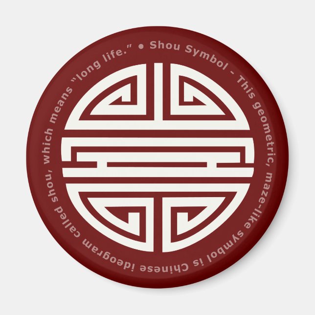 Aimant Longévité | Caractère chinois impressionnant (Devant)