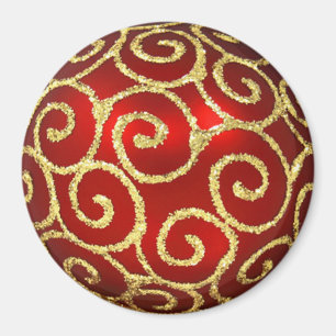 Aimant L'ornement rouge avec des perles d'or
