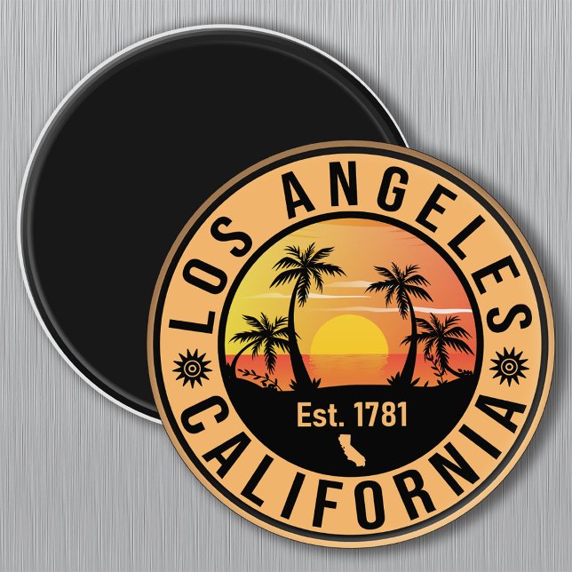 Aimant Los Angeles California Retro Sunset Souvenirs Palm (Créateur téléchargé)