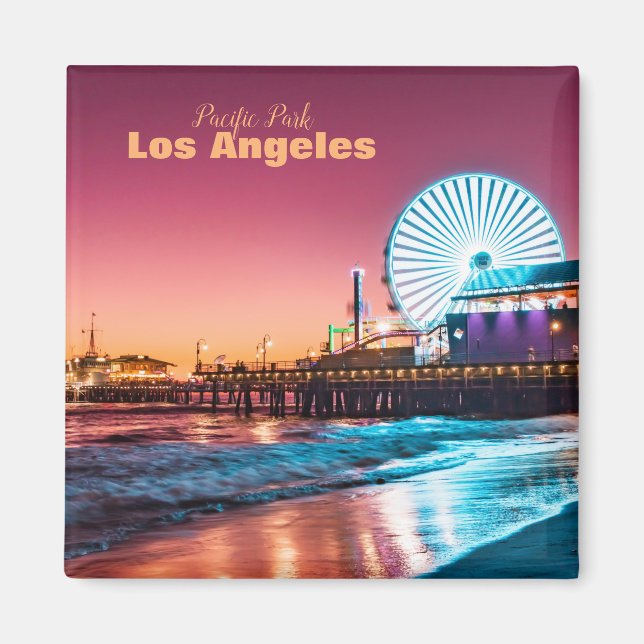 Aimant Los Angeles Pink & Blue Sunset Père Noël Monica Pi (Devant)