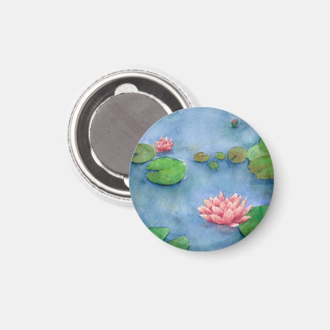 Aimant Lotus flower watercolor (Recto/Verso)
