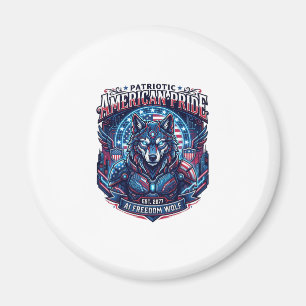 Aimant Loup Cyberpunk Liberté Ai Patriotique Futur Libert