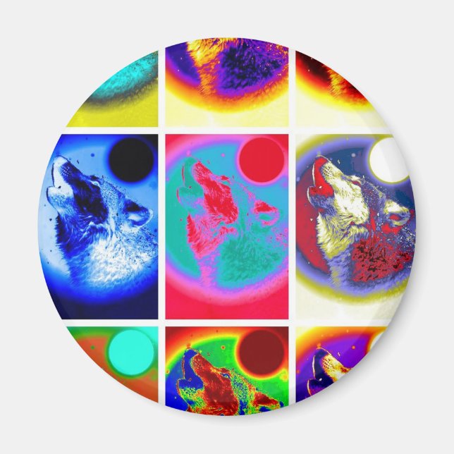 Aimant Loup d'art pop (Devant)