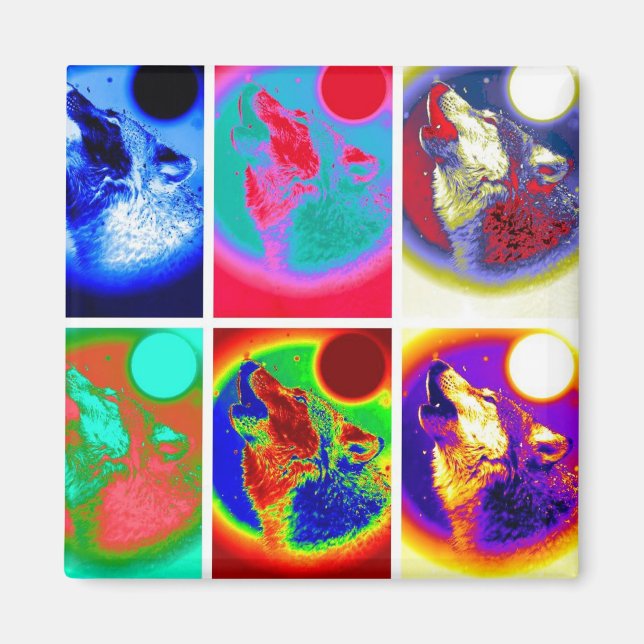 Aimant Loup d'art pop (Devant)