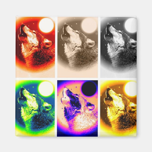 Aimant Loup d'art pop (Devant)