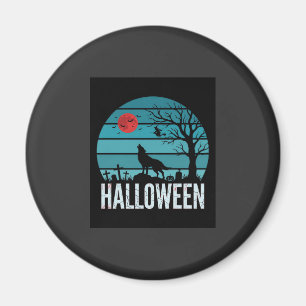 Aimant Loup d'Halloween Cimetière Lune Vecteur