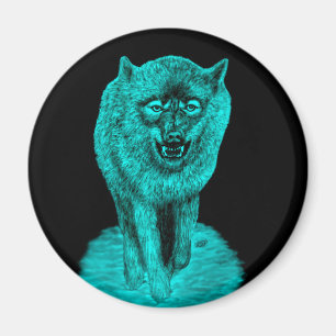 Aimant Loup noir en colère dans la nuit