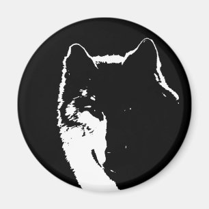 Aimant Loup noir et blanc