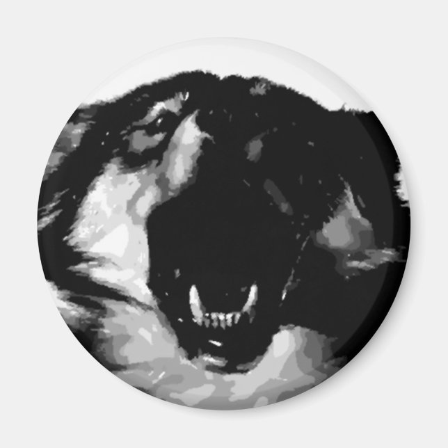 Aimant Loup noir et blanc (Devant)