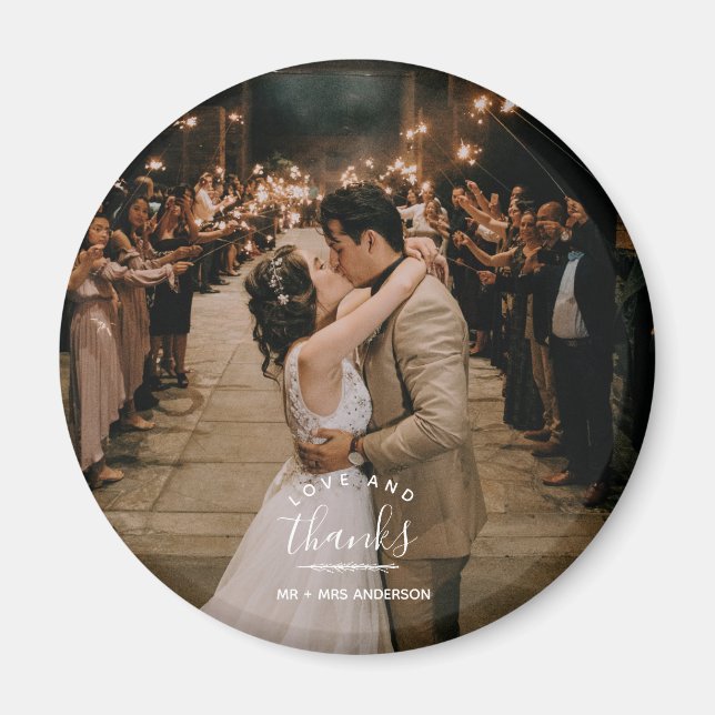 Aimant Love and Thanks Mariage Photo Merci (Devant)