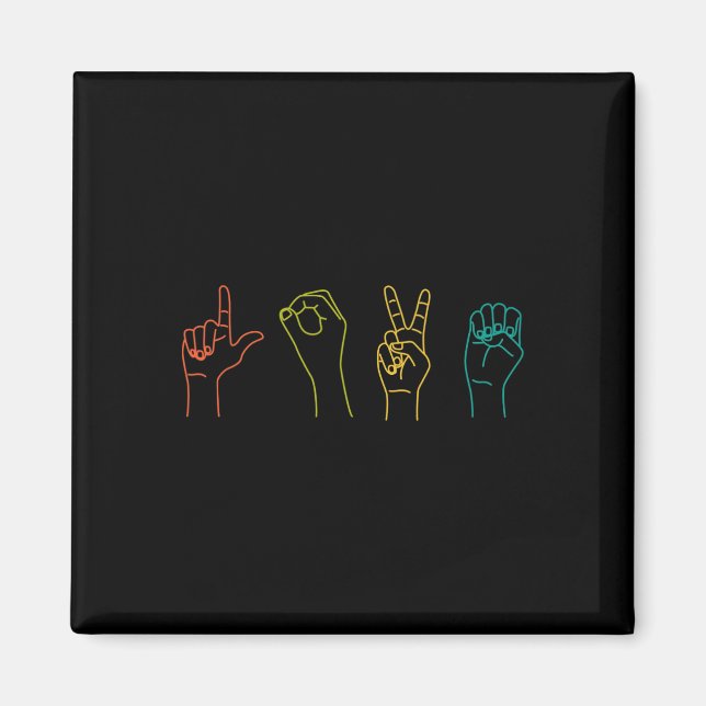 Aimant Love ASL Langue des signes Alphabet Valentines Jou (Devant)
