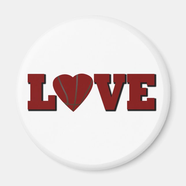 Aimant Love basket-ball avec coeur rouge (Devant)