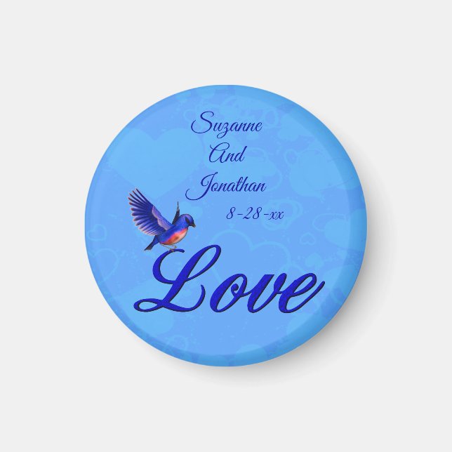 Aimant Love Bluebird Personalized Wedding  (Devant)
