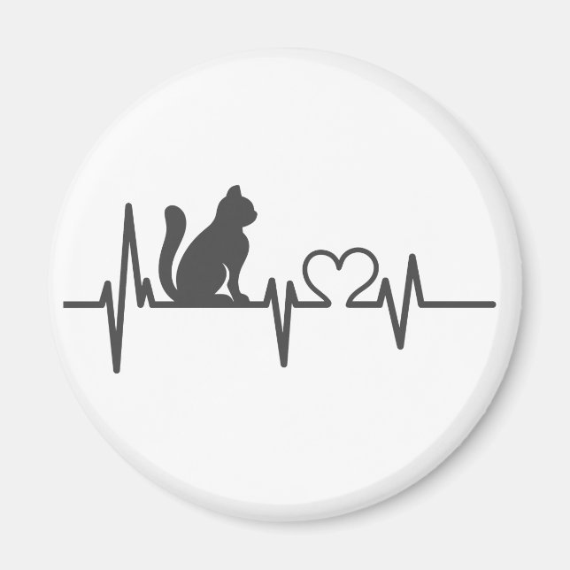 Aimant Love cat cardiogramme - Choisir la couleur arrière (Devant)