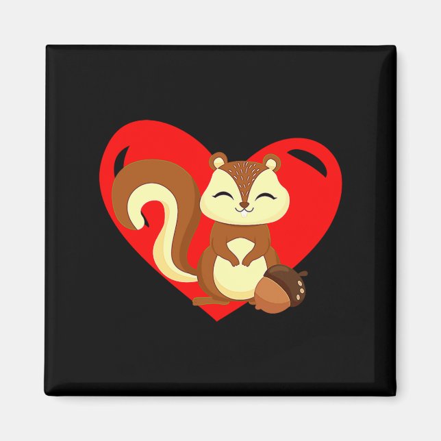 Aimant Love Heart Graphic Valentines Day Squirrel Boys K  (Devant)