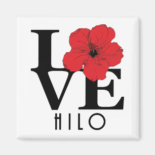 Aimant LOVE Hilo Hawaii Red Hibiscus