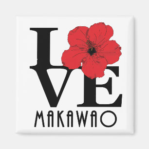 Aimant LOVE Makawao Hawaii Hibiscus rouge