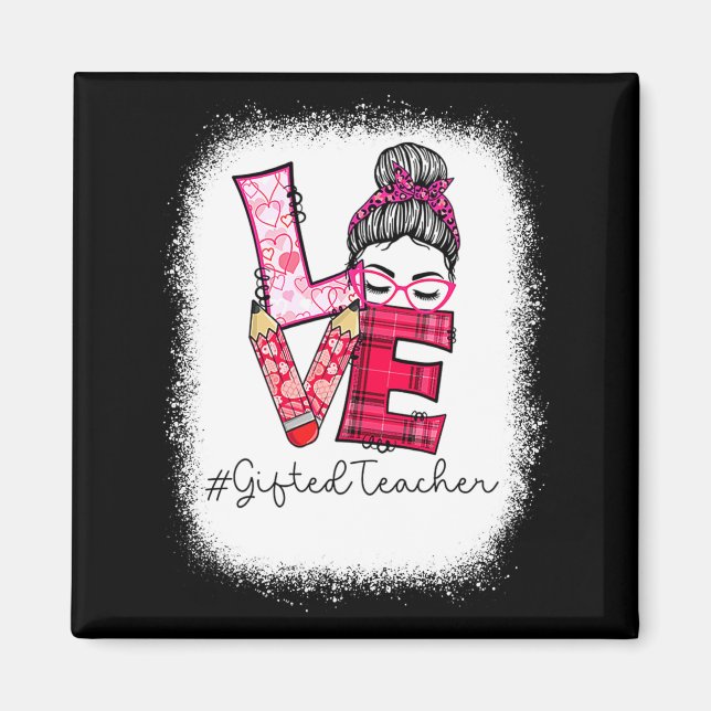 Aimant Love Messy Bun Ed Teacher Valentines Day Matching  (Devant)