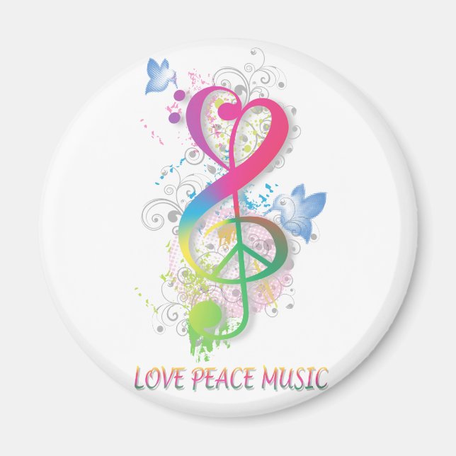 Aimant Love Peace Music Splatter tournoie des fleurs oise (Devant)
