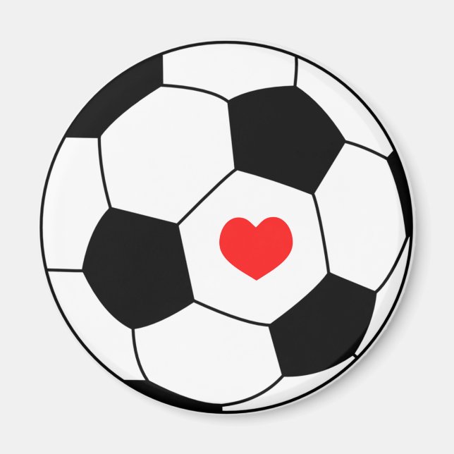 Aimant Love soccer - Boule de sport avec coeur (Devant)